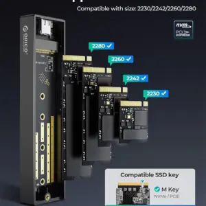 Aluminum M.2 NVMe SSD Enclosure 2TB Support 11 S320b133e614b46e0bff222e79449a4dda