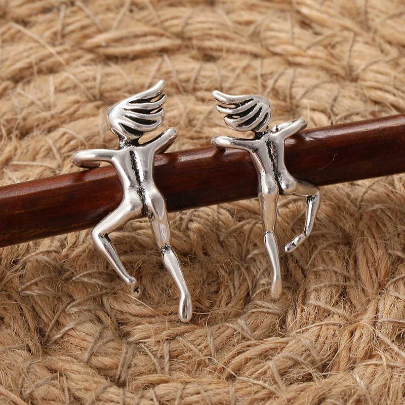 Silver 3D Human Figure Clip Earrings 6 Silver 3D Human Figure Clip Earrings - Image 6