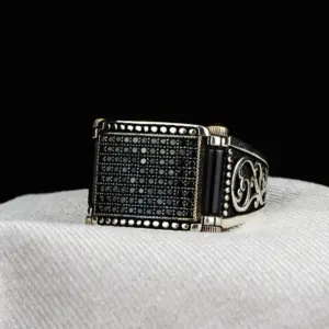 Men's Black Zircon Cocktail Ring with Silver Accents 6 S32444a3d2c634a16a0ceb8d1952a657bb