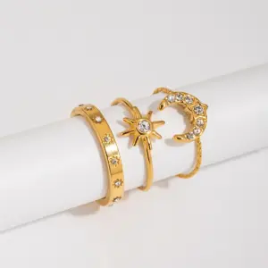 Celestial Sun & Moon Stainless Steel Rings Set 10 S326942eb90b64dc1a833bc7156a66571T