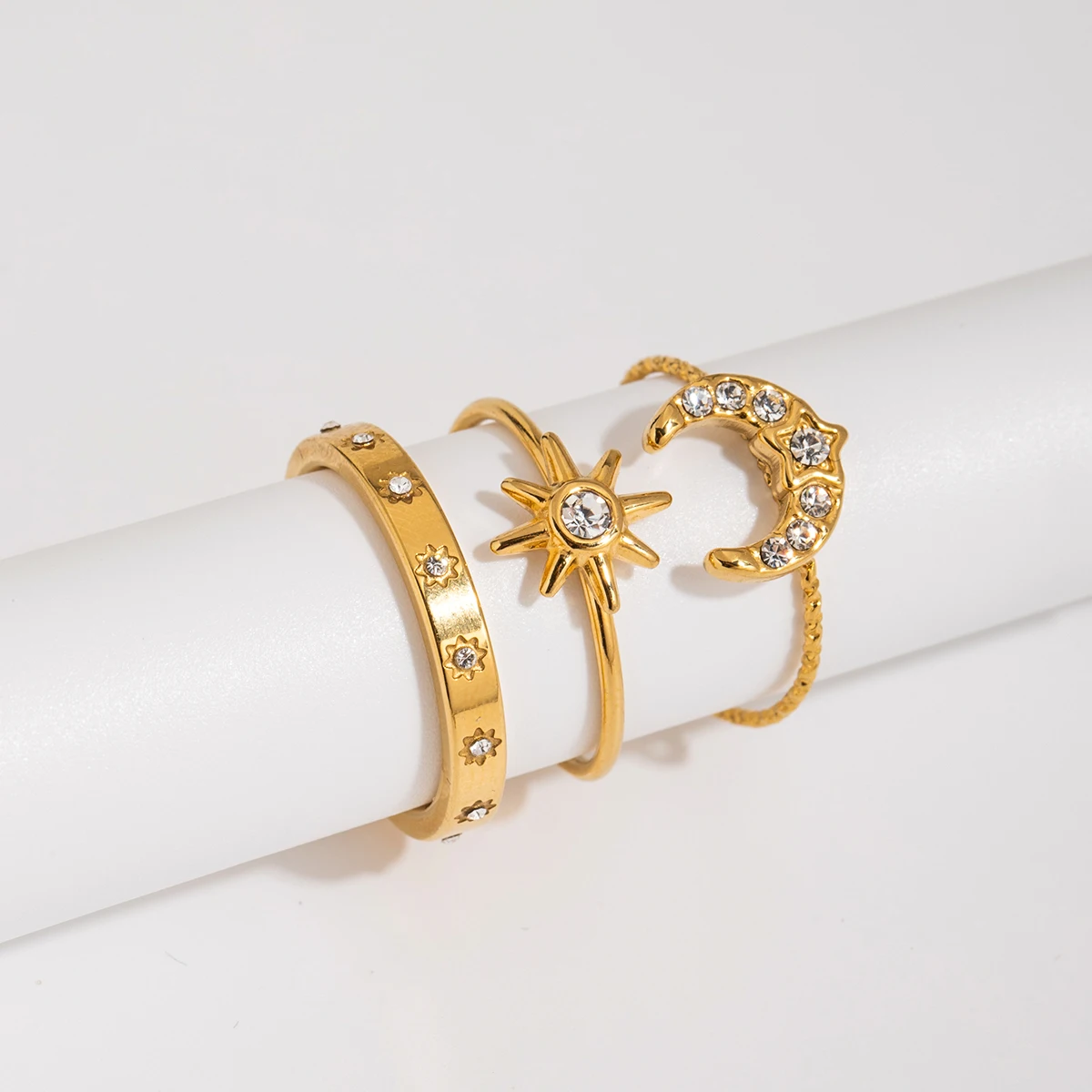 Celestial Sun & Moon Stainless Steel Rings Set 4 Celestial Sun & Moon Stainless Steel Rings Set - Image 4