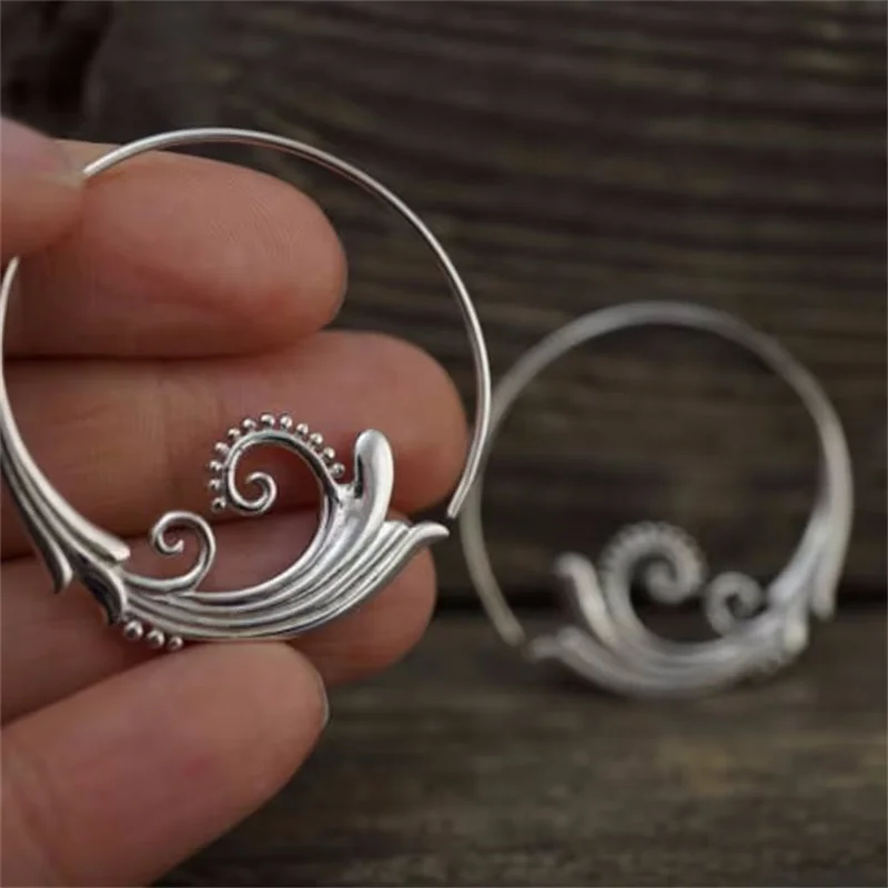 Vintage Sea Wave Hoop Earrings for Women 6 Vintage Sea Wave Hoop Earrings for Women - Image 6