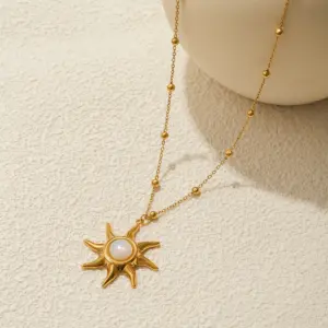 Stainless Steel Sunburst Pendant Necklace 10 S327905e667c44cdba9bfb885d28158b82