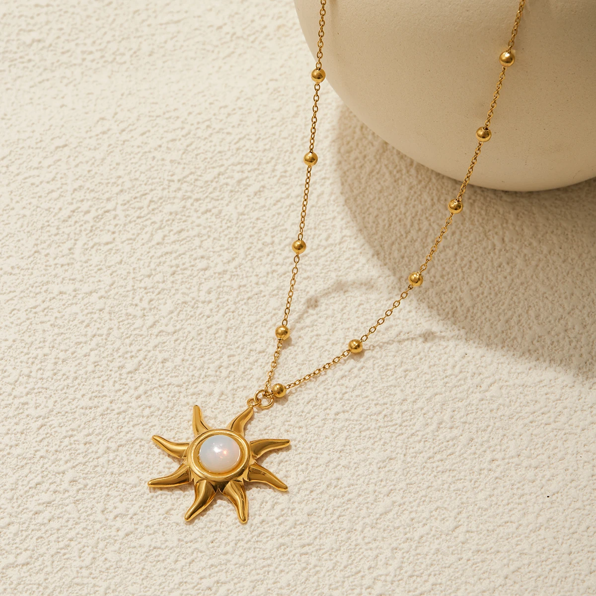 Stainless Steel Sunburst Pendant Necklace 4 Stainless Steel Sunburst Pendant Necklace - Image 4