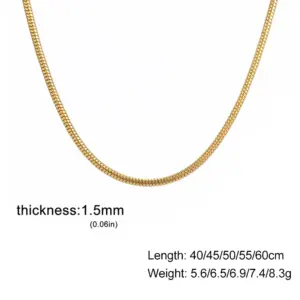 Gold Stainless Steel Snake Chain Necklace 40-60cm 19 S327cc91ee2724c6a9fca5dca54b36669k