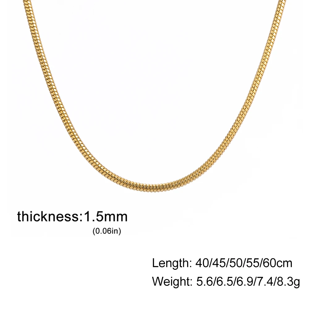 Gold Stainless Steel Snake Chain Necklace 40-60cm 10 Gold Stainless Steel Snake Chain Necklace 40-60cm - Image 10