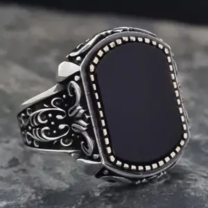 Men's Silver Black Zircon Cocktail Ring 9 S32d1c5cfadd64494808d2e5a7ba81332H