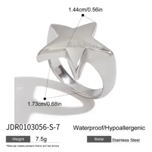 Stainless Steel Women's Star Ring in Gold & Silver 15 S32d1f6919fbd445daff1a175ee715a0a6