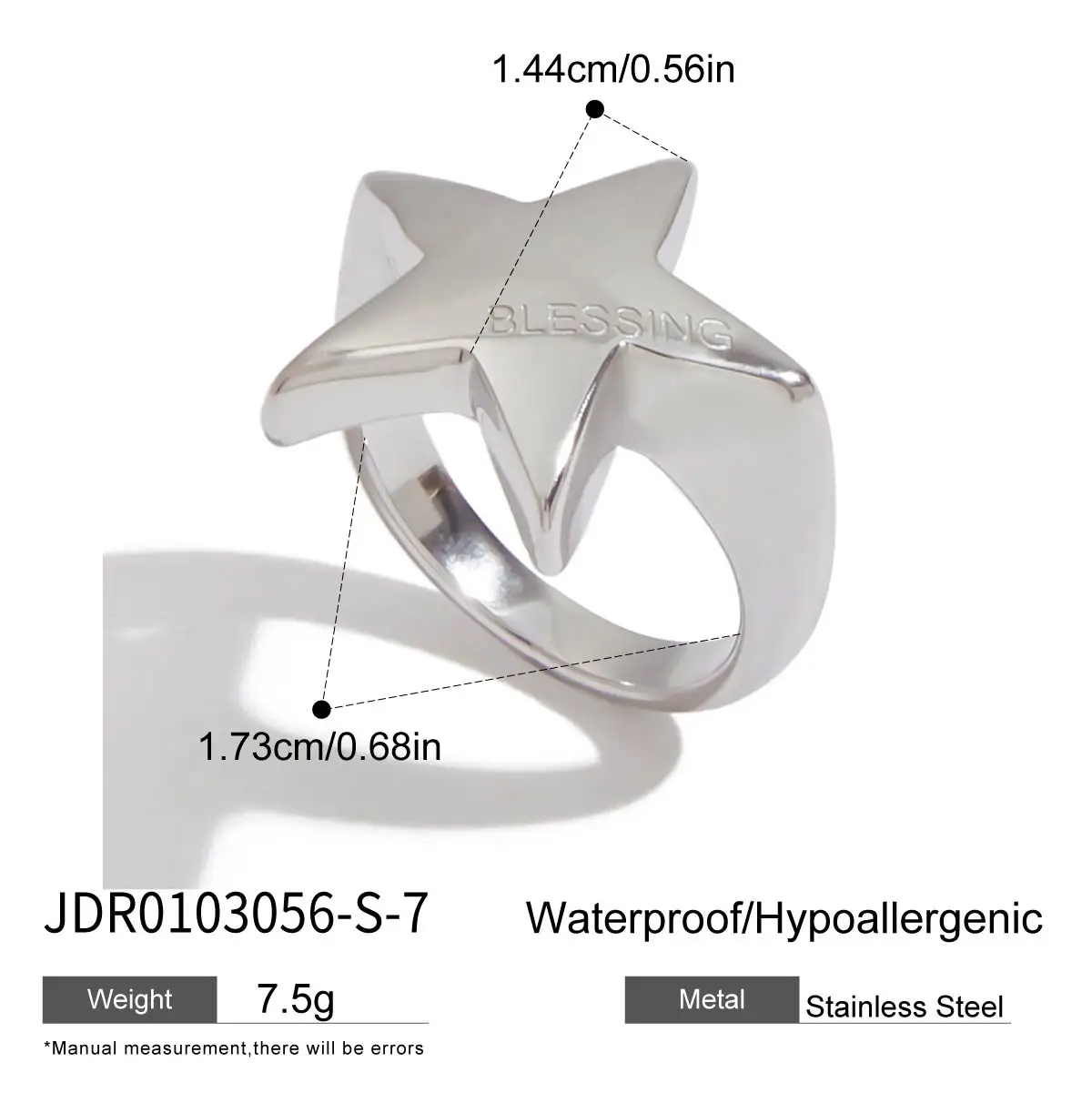 Stainless Steel Women's Star Ring in Gold & Silver 8 Stainless Steel Women's Star Ring in Gold & Silver - Image 8