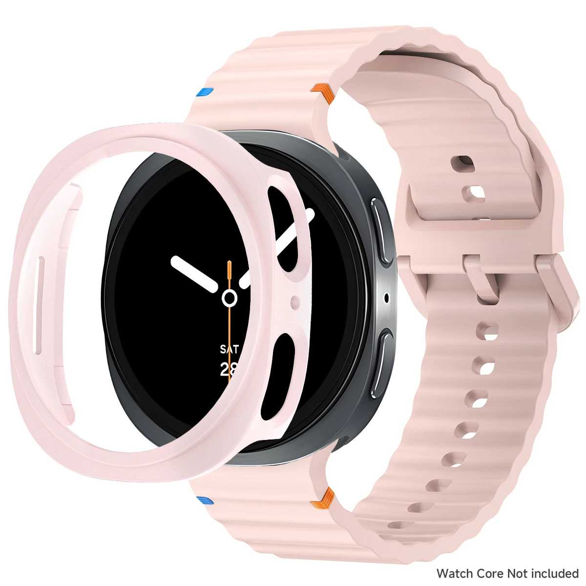 Pink Silicone Strap and Cover Set for Galaxy Watch 8 7 Pink Silicone Strap and Cover Set for Galaxy Watch 8 - Image 7