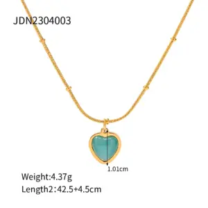 Gold-Tone Stainless Steel Turquoise Necklace 17 S32eb12fd2cc5409d97d5d7ce5b918b77b
