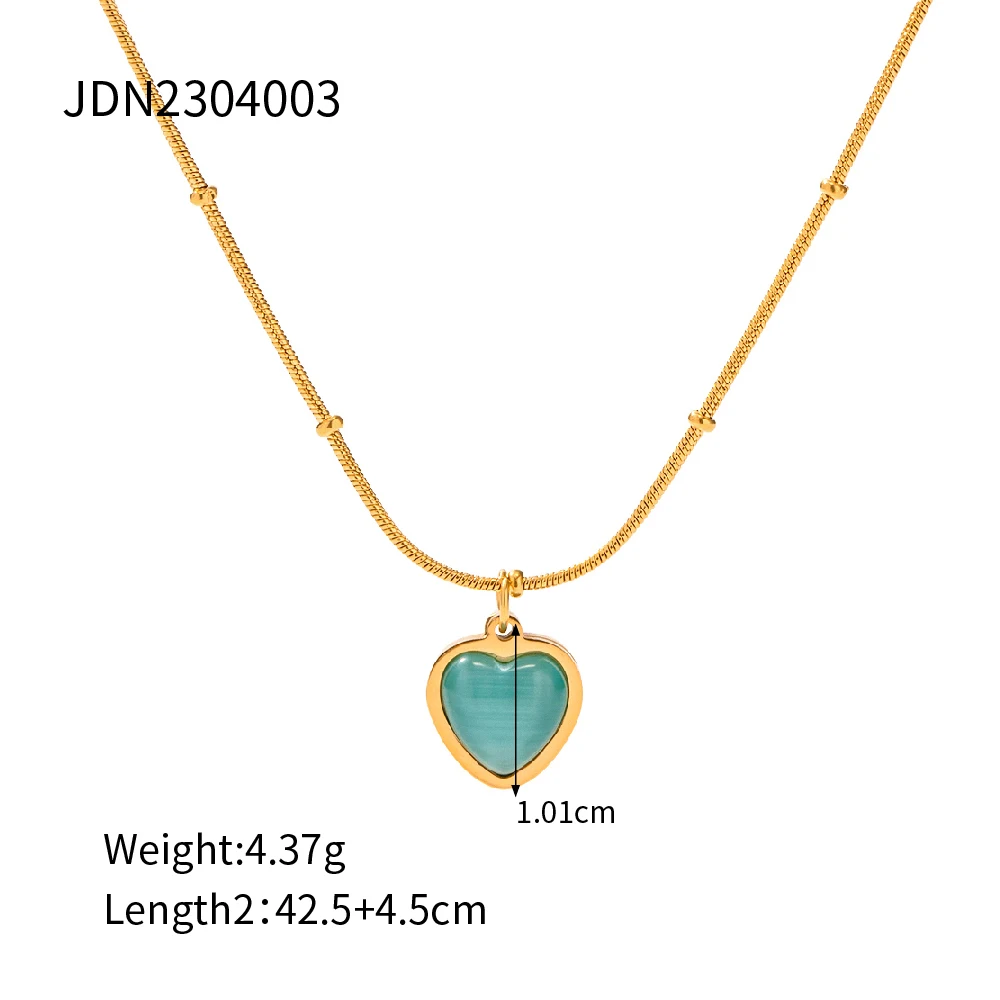 Gold-Tone Stainless Steel Turquoise Necklace 9 Gold-Tone Stainless Steel Turquoise Necklace - Image 9