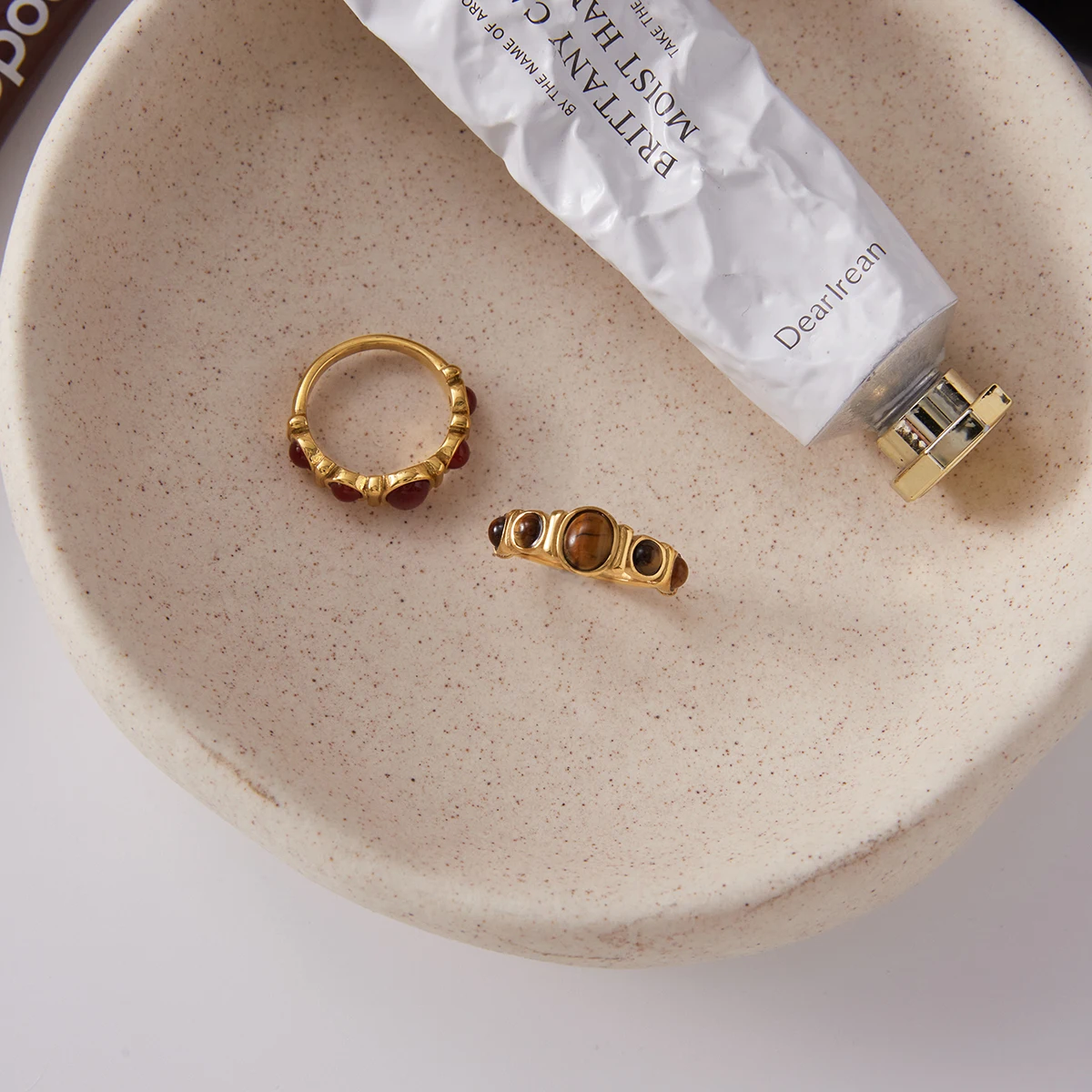 Vintage Stainless Steel Women's Ring with Gemstones 5 Vintage Stainless Steel Women's Ring with Gemstones - Image 5