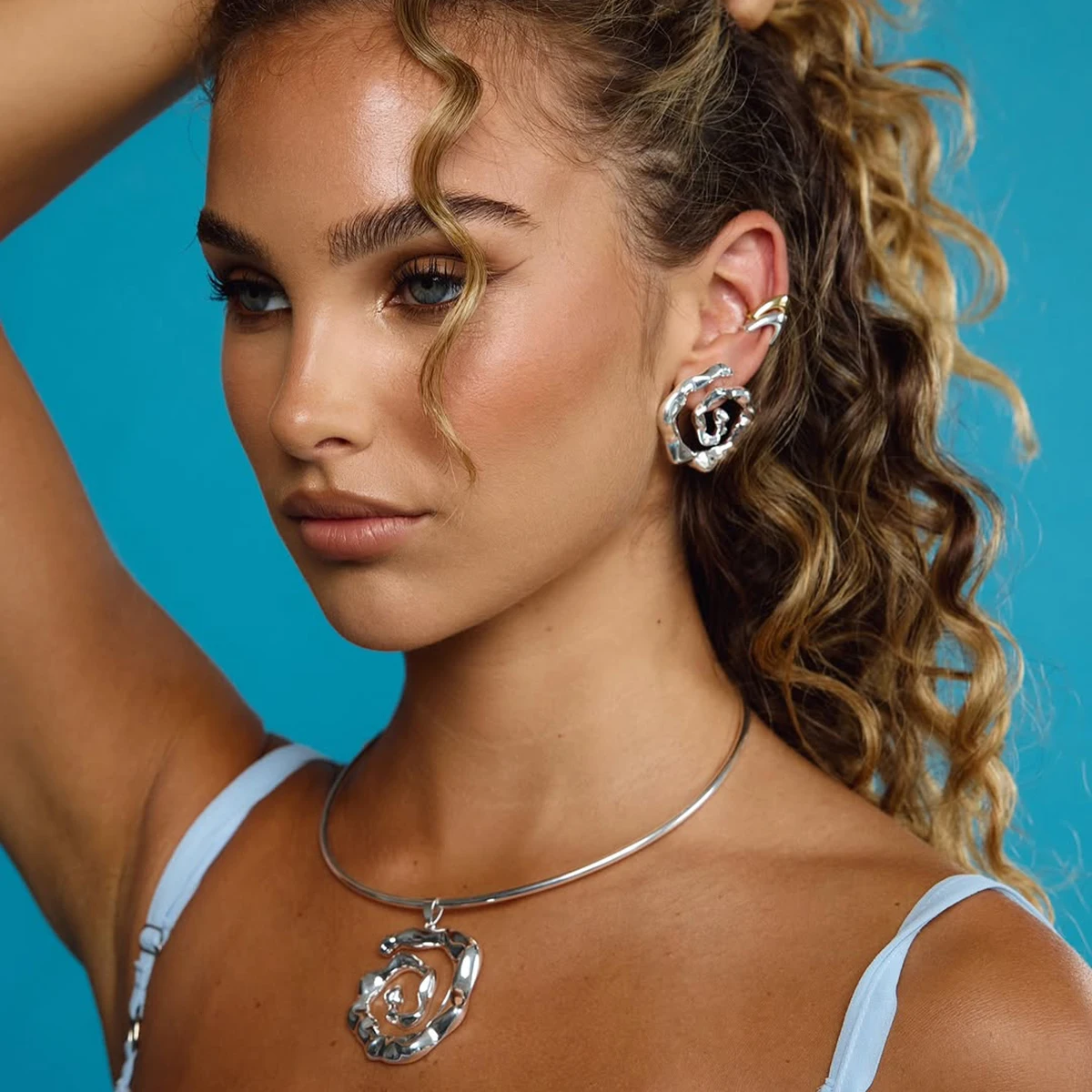 Bold Spiral Stainless Steel Gold Ear Studs 3 Bold Spiral Stainless Steel Gold Ear Studs - Image 3