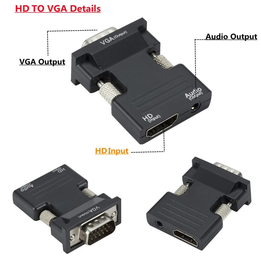 HDMI to VGA Adapter with Audio for PC and Laptop 4 HDMI to VGA Adapter with Audio for PC and Laptop - Image 4