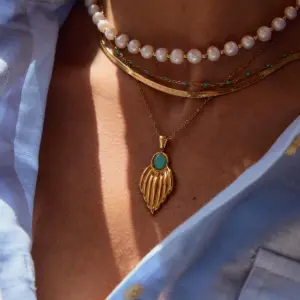 Gold Leaf Pendant Necklace for Women