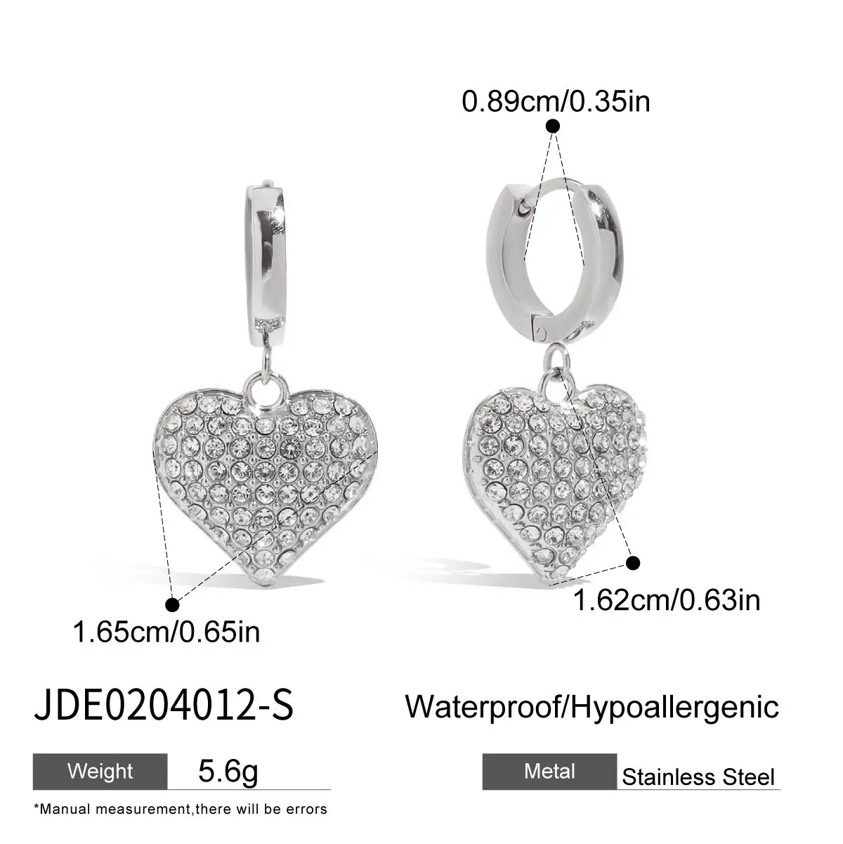 Stainless Steel Heart Drop Earrings 8 Stainless Steel Heart Drop Earrings - Image 8