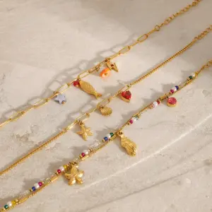 Stainless Steel Gold Bracelet with Charms 12 S336314deeaad408d98a0a3737fa702e0e