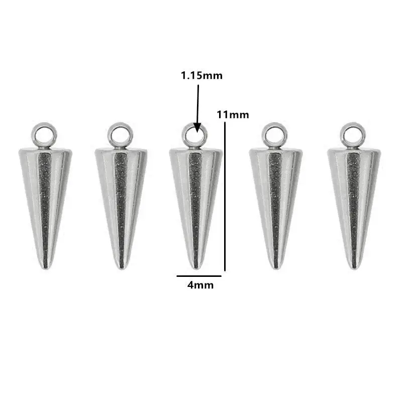 Stainless Steel Cone Charms Set of 10 9 Stainless Steel Cone Charms Set of 10 - Image 9