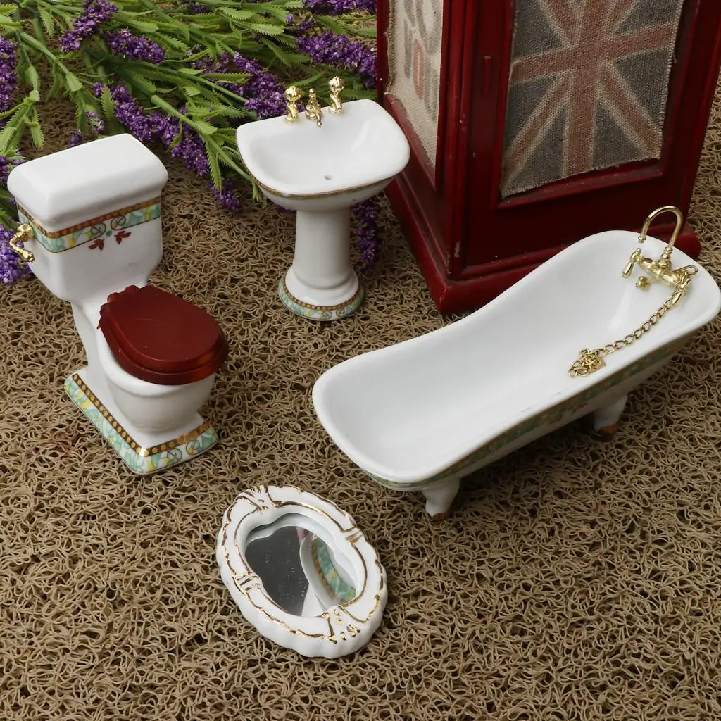 Elegant 1:12 Miniature Bathroom Scene Set 4 Elegant 1:12 Miniature Bathroom Scene Set - Image 4