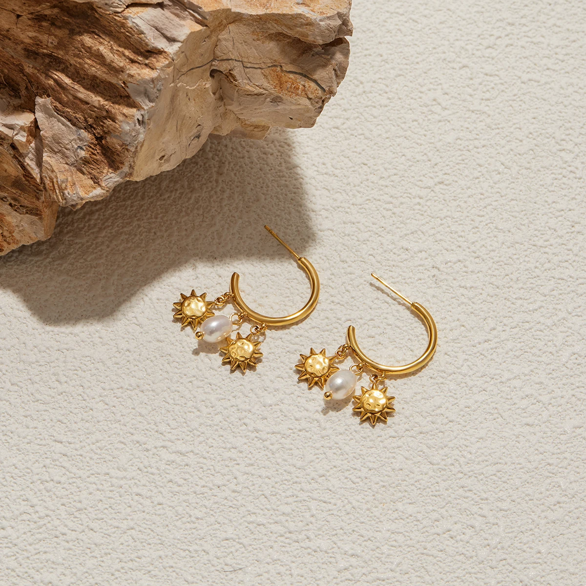 Stainless Steel Geometric Pearl Earrings 5 Stainless Steel Geometric Pearl Earrings - Image 5