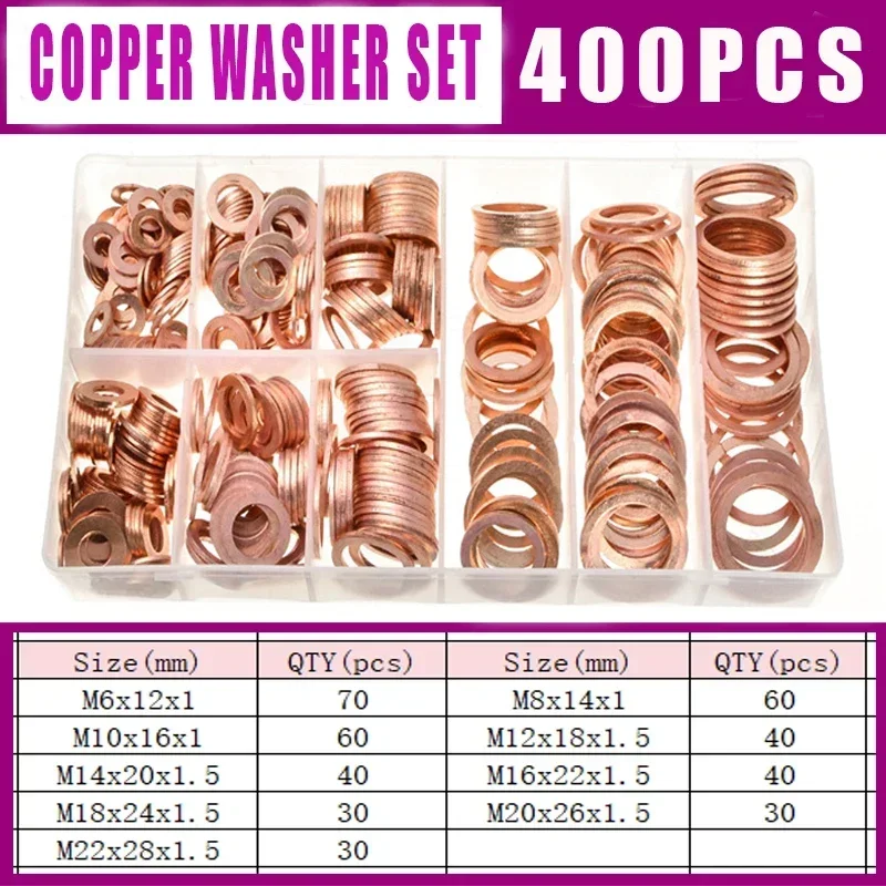 400-Piece Copper Washer Set for Automotive and Machinery 7 400-Piece Copper Washer Set for Automotive and Machinery - Image 7