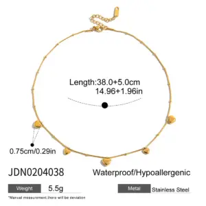 Stainless Steel Gold Heart Necklace 17 S344813e41c44443fa33dffd24833309fS