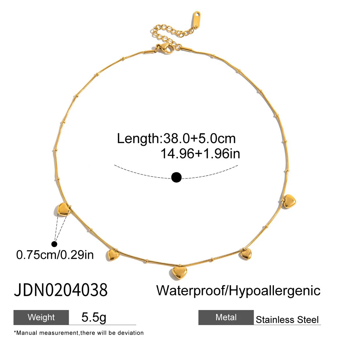 Stainless Steel Gold Heart Necklace 9 Stainless Steel Gold Heart Necklace - Image 9