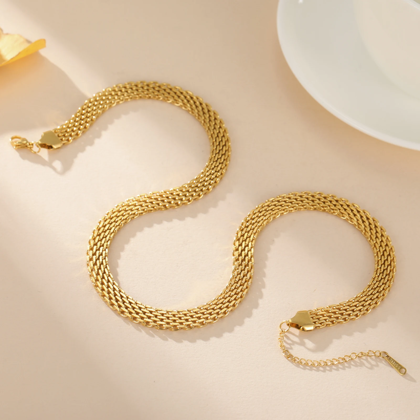 Gold-Tone Stainless Steel Chain Necklace for Women 2 Gold-Tone Stainless Steel Chain Necklace for Women - Image 2