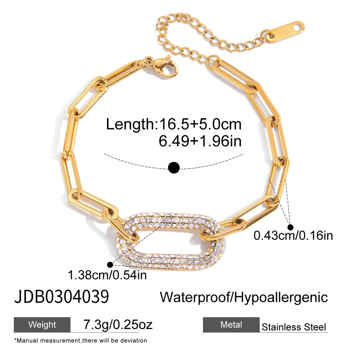 Stainless Steel Gold-Tone Oval Link Bracelet 7 Stainless Steel Gold-Tone Oval Link Bracelet - Image 7