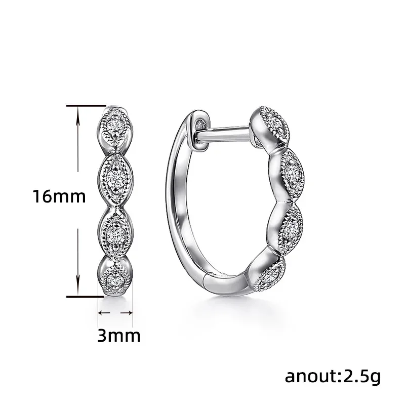 Silver Zircon Hoop Earrings LL-YS0950 4 Silver Zircon Hoop Earrings LL-YS0950 - Image 4
