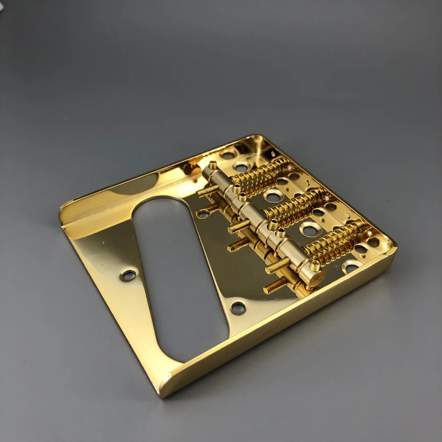 Gold Vintage Tele Guitar Bridge with Brass Saddles 3 Gold Vintage Tele Guitar Bridge with Brass Saddles - Image 3