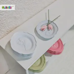 Miniature Dollhouse Food Plate Set with Floral Design 11 S35795bd1dfd4400fab31bc05903d037b3