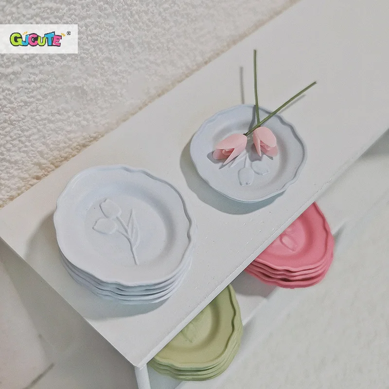 Miniature Dollhouse Food Plate Set with Floral Design 2 Miniature Dollhouse Food Plate Set with Floral Design - Image 2