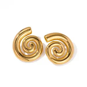 Gold Stainless Steel Greek Spira Stud Earrings 9 S35e7c467934e4f47826c6d0f8fbf944eE
