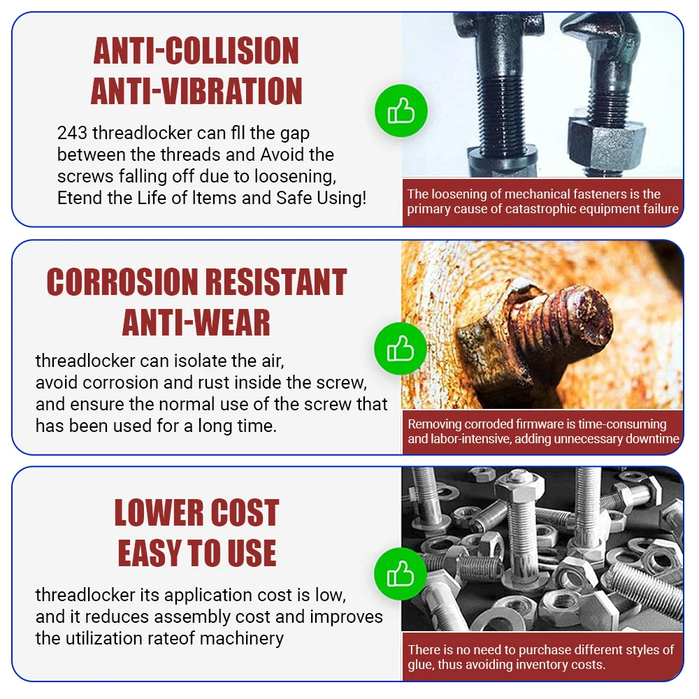 Red Metal Thread Locker for Fasteners 50ml 6 Red Metal Thread Locker for Fasteners 50ml - Image 6