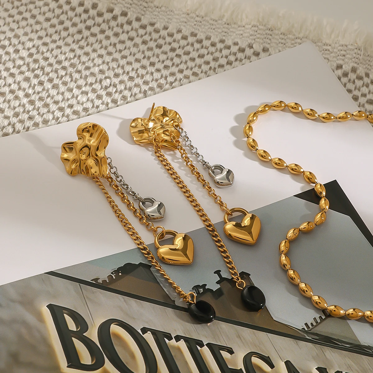 Stainless Steel Folded Heart Earrings 6 Stainless Steel Folded Heart Earrings - Image 6