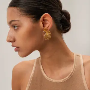 Stainless Steel Fan-Shaped Earrings for Women 7 S3652504b198343ba97bc46cc232ca9cbv