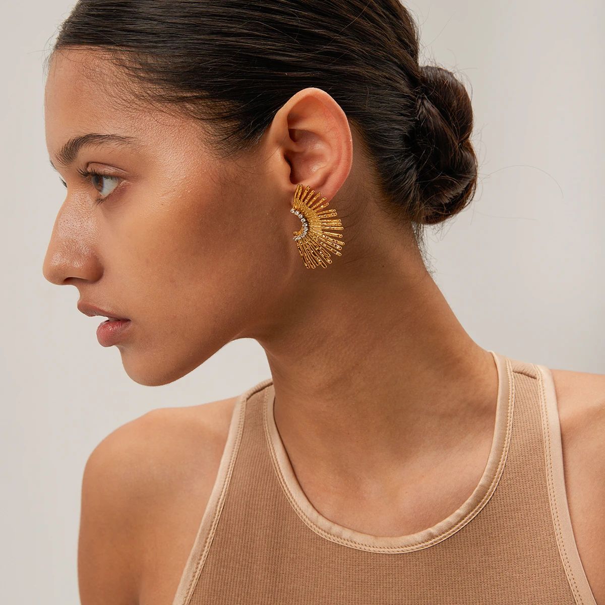 Stainless Steel Fan-Shaped Earrings for Women 2 Stainless Steel Fan-Shaped Earrings for Women - Image 2