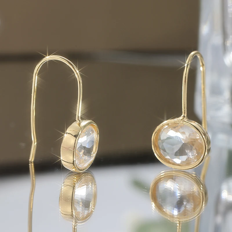 Gold Drop Earrings with Cubic Zirconia 3 Gold Drop Earrings with Cubic Zirconia - Image 3