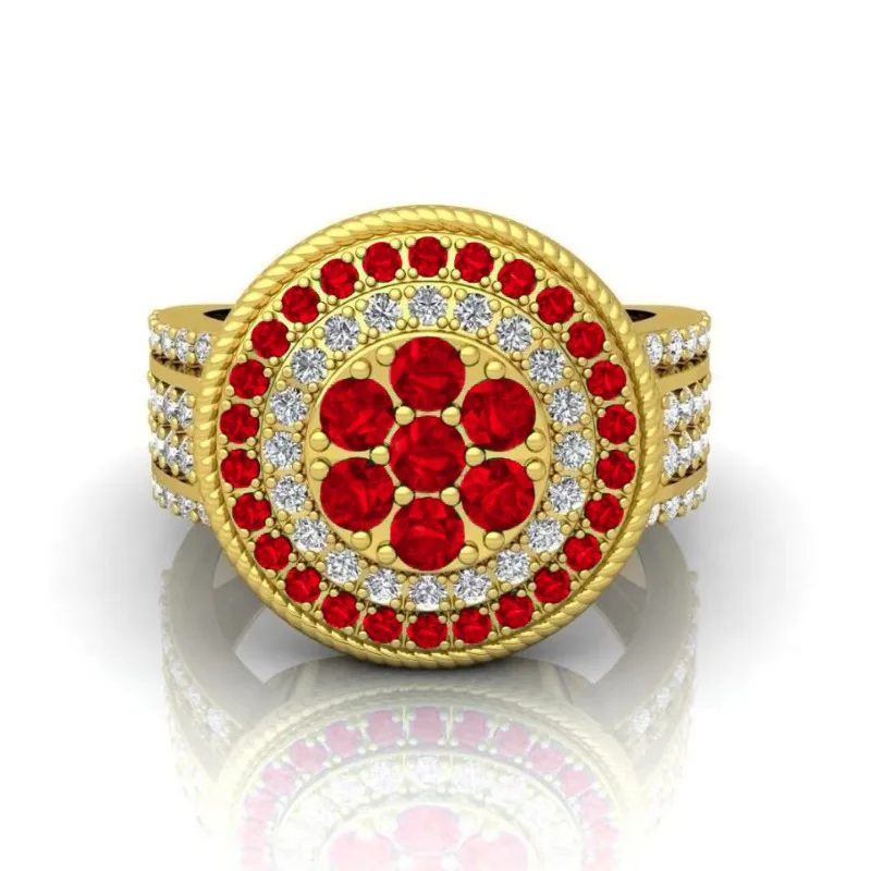 Bold Gold Floral Cocktail Ring for Women 2 Bold Gold Floral Cocktail Ring for Women - Image 2