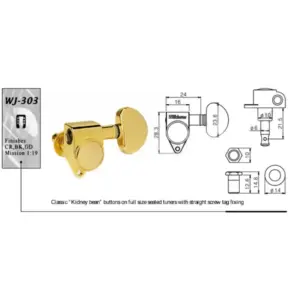 Wilkinson WJ303 Black Tuning Pegs Set for Guitars 11 S3696b563bdad43488080e41dbb4fe35c8