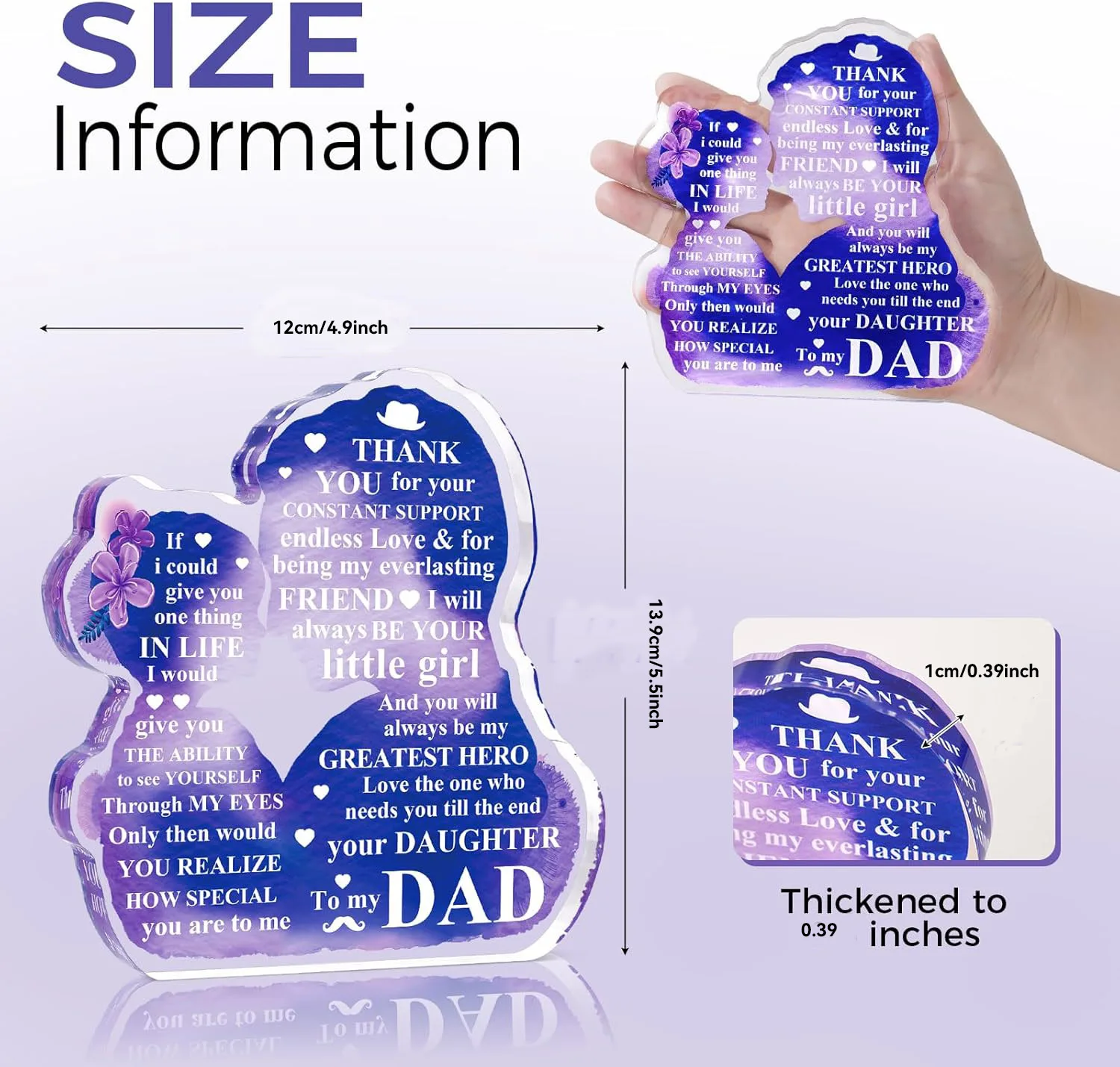 Heartfelt Acrylic Plaque for Dad with Flowers 5 Heartfelt Acrylic Plaque for Dad with Flowers - Image 5