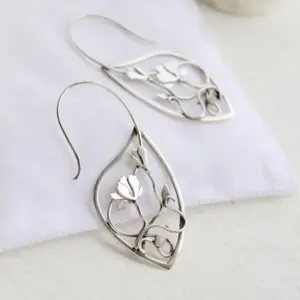 Vintage Silver Flower Drop Earrings 6 S36e3967a81cb4cf9b34c93a53fcc43f1j