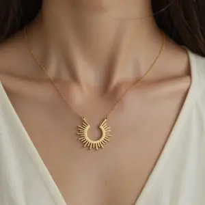 Sunray Pendant Necklace with Adjustable Chain