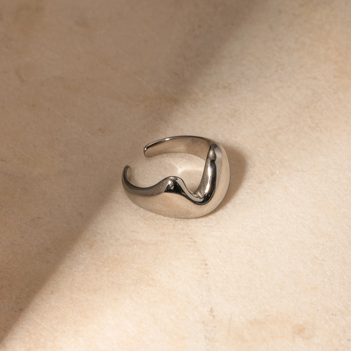 Stainless Steel Women's Half Heart Ring 5 Stainless Steel Women's Half Heart Ring - Image 5