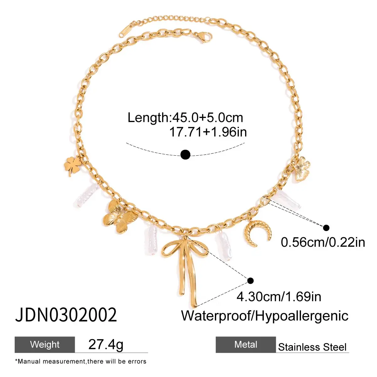 Elegant Gold Stainless Steel Women's Necklace with Charms 7 Elegant Gold Stainless Steel Women's Necklace with Charms - Image 7