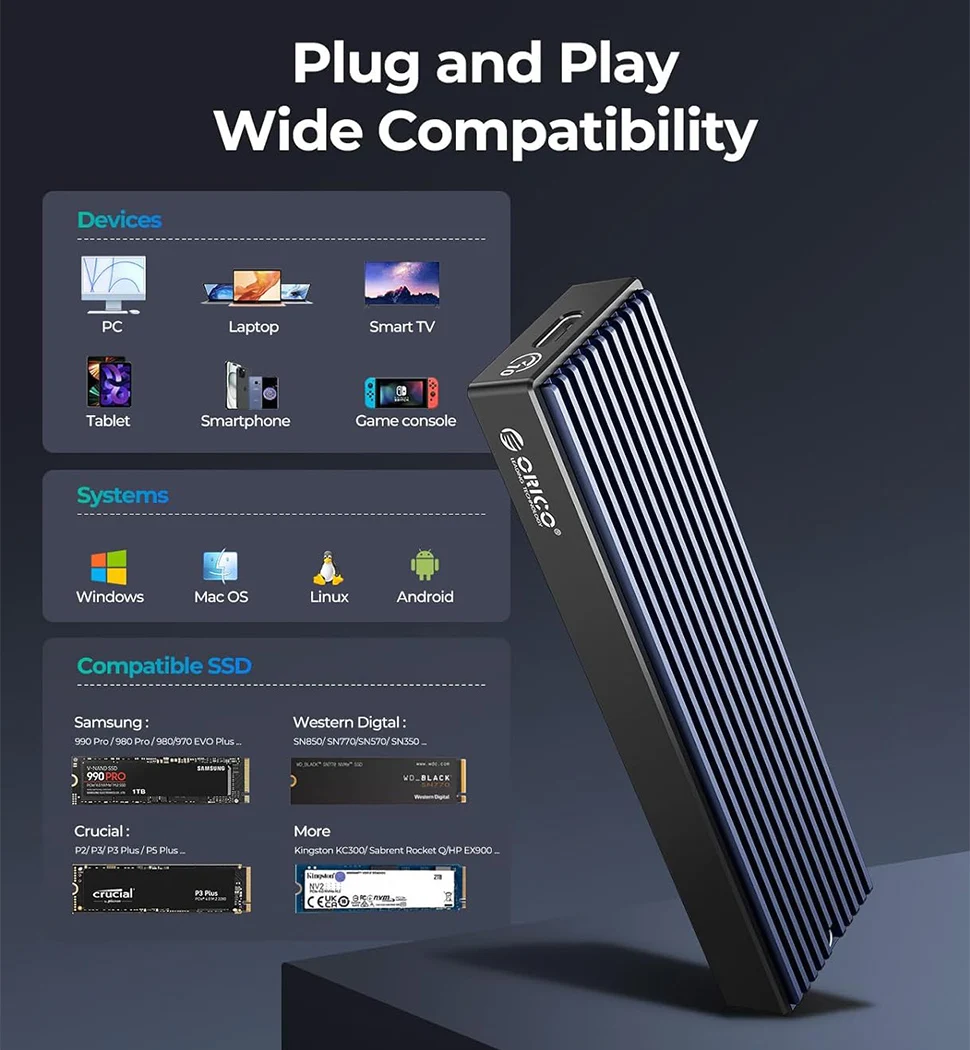 Aluminum M.2 NVMe SSD Enclosure 2TB Support 5 Aluminum M.2 NVMe SSD Enclosure 2TB Support - Image 5