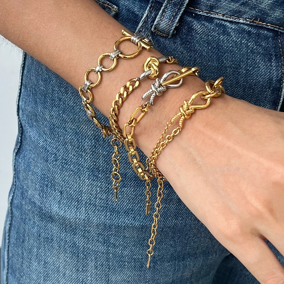 Stainless Steel Double Color Knot Bracelet 3 Stainless Steel Double Color Knot Bracelet - Image 3