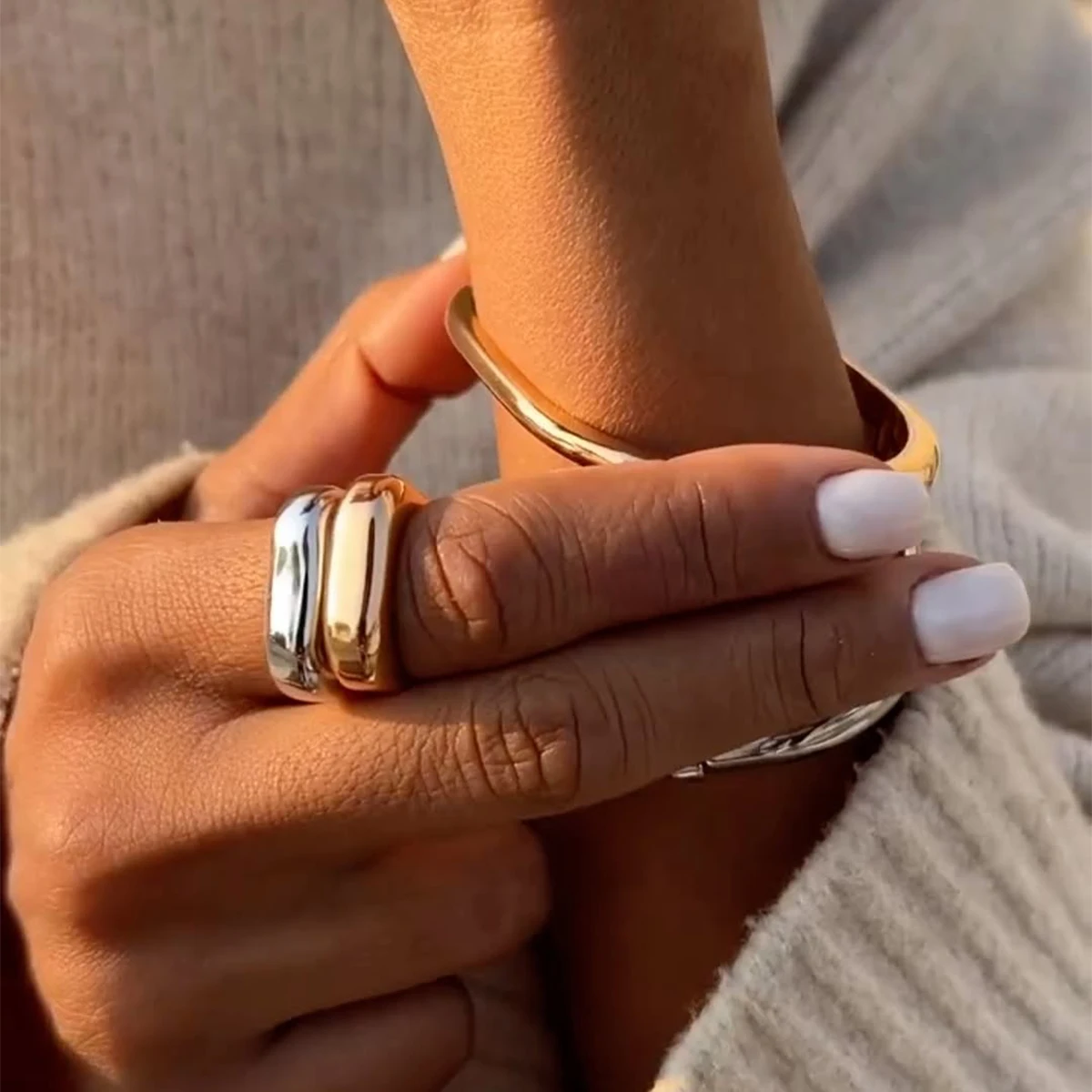 Geometric Gold Stainless Steel Ring 3 Geometric Gold Stainless Steel Ring - Image 3